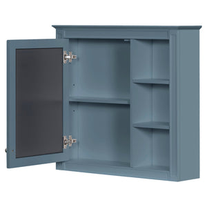 English Elm 30'' Modern Medicine Cabinet with Mirror and Adjustable Shelves, MDF Wall-Mounted Bathroom Storage Solution Blue N710P192495M