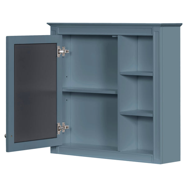 English Elm 30'' Modern Medicine Cabinet with Mirror and Adjustable Shelves, MDF Wall-Mounted Bathroom Storage Solution Blue N710P192495M