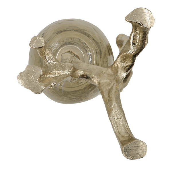 English Elm 9x7x18" Sculptural Gold Glass Vase with Splayed Aluminum Legs for Glam Interiors W2078P490402