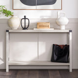 English Elm Walker Edison - Modern Farmhouse Metal-X Entry Table With Lower Shelf - Stone Grey