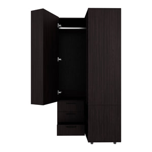 English Elm Armoire with Built-In Mirror and Ample Storage — 4 Doors, 2 Drawers, 4 Shelves, Eco-Friendly Finish Black 59.45 L x 22.05 W x 5.51 H B097S00212
