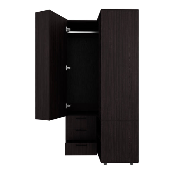 English Elm Armoire with Built-In Mirror and Ample Storage — 4 Doors, 2 Drawers, 4 Shelves, Eco-Friendly Finish Black 59.45 L x 22.05 W x 5.51 H B097S00212