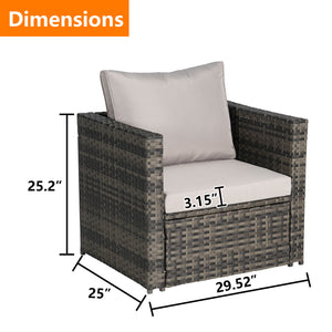 English Elm Outdoor Modular Wicker Sectional Patio Sofa Set for 2 Durable PE Rattan Steel Frame Comfortable Seating Light Gray W874S00074