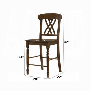 English Elm Country Walnut Finish Counter Height Chairs Set of 2 — Farmhouse Wooden Dining Stools with Scooped Seats and Double X-Back for Comfort and Style B2741P331535