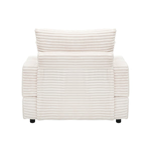 English Elm 39-inch Spring Corduroy Armchair and Ottoman Set with Cup Holder, Plush Sponge Cushions, 350lb Support White W1658S00046