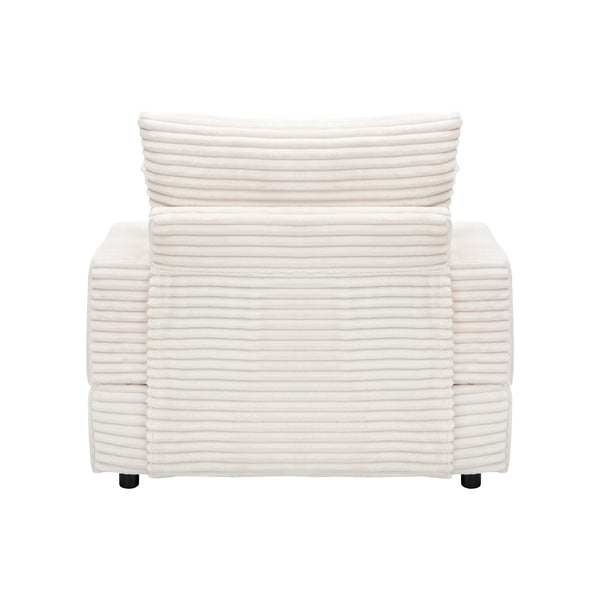 English Elm 39-inch Spring Corduroy Armchair and Ottoman Set with Cup Holder, Plush Sponge Cushions, 350lb Support White W1658S00046