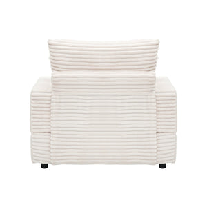 English Elm 39-inch Corduroy Accent Chair with Ottoman and Cup Holder for Bedroom or Office White W1658P202902