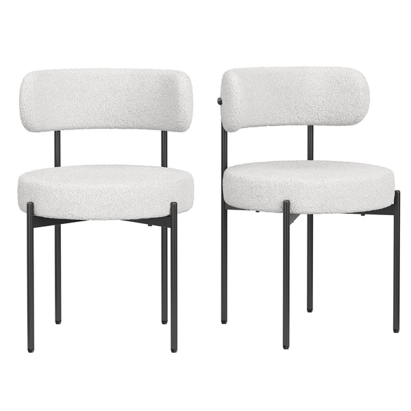 English Elm Dining Chair Set of 4 Sherpa Upholstered Button Tufted Mid Century Modern Seating T3623P431456