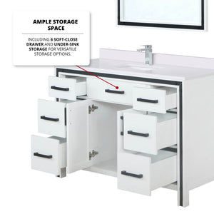 English Elm White 48 in. Bath Vanity with Cultured Marble Top, Faucet & 34" Mirror, Scratch-Resistant Wood Finish B2731S01357