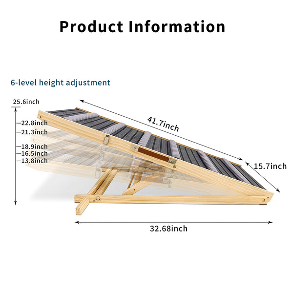 English Elm 2026 Adjustable Pet Ramp for Sofa Six Height Levels Grip Fabric Small Dogs W2641P460038