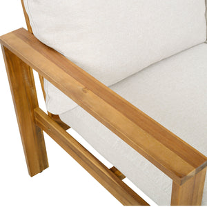 English Elm Outdoor Acacia Wood 4 Piece Sectional Set with Sofa Chair Ottoman and Table N757S454830B