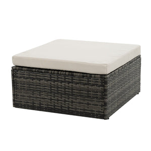 English Elm Patio 6-Piece Pe Wicker Furniture Set With Glass Coffee Table – Stylish Outdoor Seating For Relaxation W1703S00025-GIGA