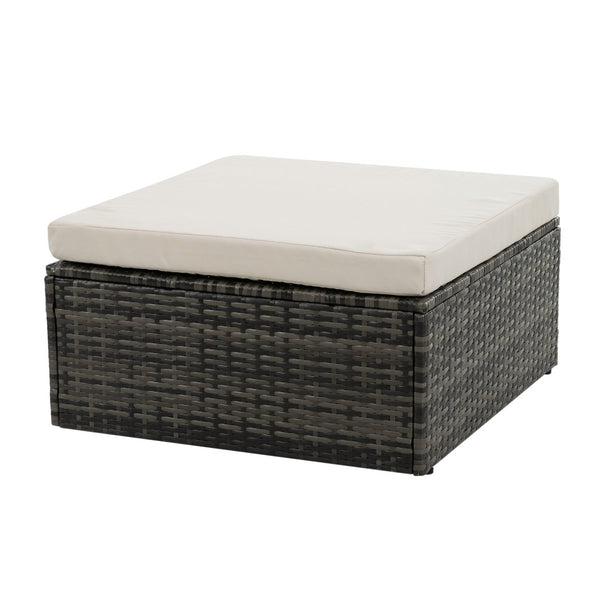 English Elm Patio 6-Piece Pe Wicker Furniture Set With Glass Coffee Table – Stylish Outdoor Seating For Relaxation W1703S00025-GIGA