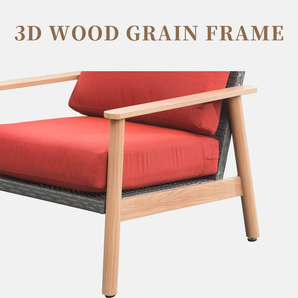 English Elm Outdoor Wicker Patio Furniture Set - 4-Piece All-Weather Sofa With Cushions & Pillows For Garden Use W1859S00088-GIGA