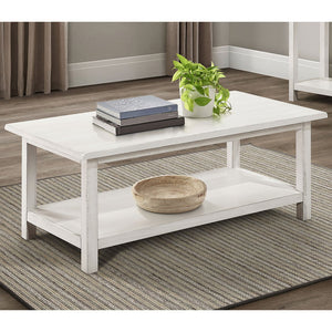English Elm Castleton Distressed White Wood Coffee Table With Storage Shelf For Rustic Modern Living Rooms B062P375518