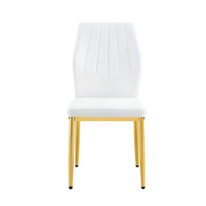 English Elm Table and Chair Set Marble Glass Top Gold Leg Modern Glam Dining Room 5 Piece W1151S04653