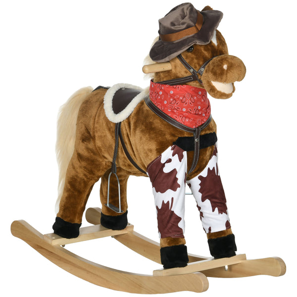 English Elm Qaba Plush Rocking Pony for Toddlers with Sound Effects and Padded Saddle Playroom Fun W2225P217695