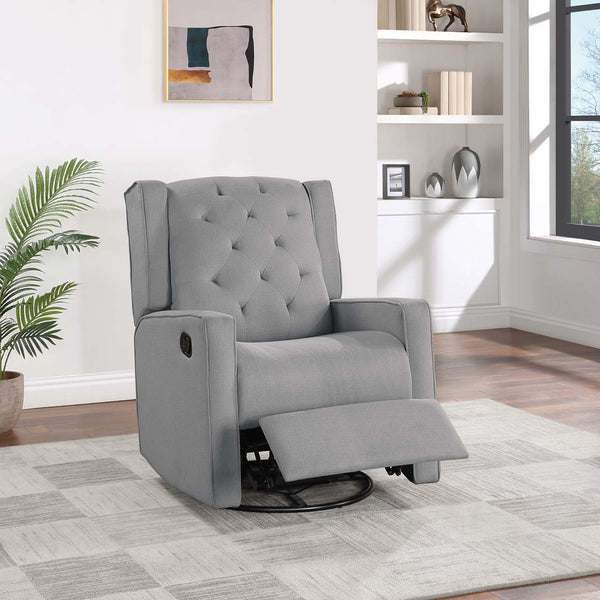 English Elm Swivel Manual Motion Glider Recliner with Diamond Tufted Back, Square Arms & 360° Comfort Rotation DARK GREY 31 L x 30 W x 26 H B089P240469
