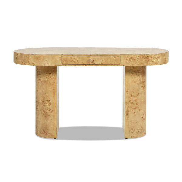 English Elm Jennifer Taylor Home - Jesse 55.5" Oval Computer Desk - Stylish Mid-Century Design In Warm Burl Wood For Modern Workspaces B2719P238529