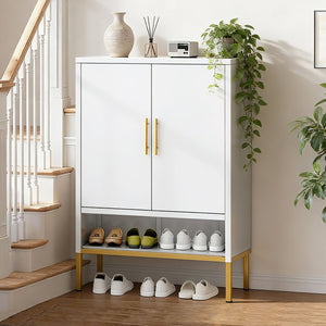 English Elm 40'' Slim Steel Shoe Cabinet 7 Tier Adjustable Shelving Narrow Entryway Organizer W3387P306353