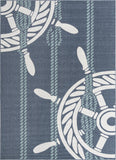 Unique Loom Outdoor Coastal Helm Machine Made Solid Print Rug Navy Blue, Ivory/Green 9' 0" x 12' 2"