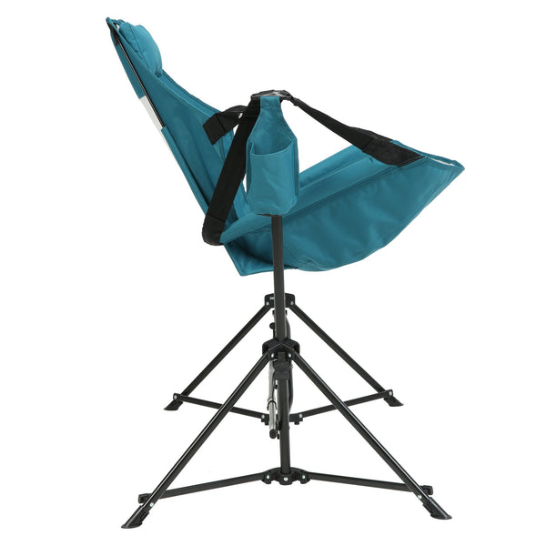 English Elm Steel Framed Hammock Style Folding Camping Chair Breathable Fabric Reclining Outdoor Seat Blue W640P147220