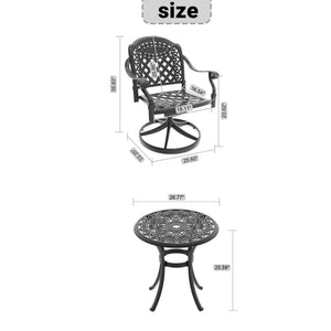 English Elm 5-piece Outdoor Cast Aluminum Bistro Set with Ornate Swivel Chairs and Round Patio Table W1710S00682