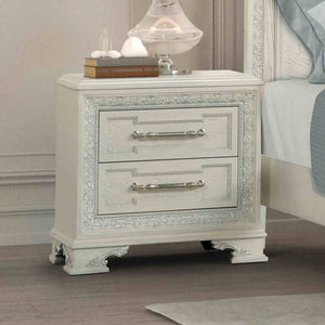 English Elm Traditional French Inspired Nightstand with Usb Charging Dovetail Drawers Creamy Finish B2741P435893