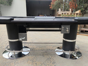 English Elm 96" Oval Poker Table with Waterproof Felt Leatherette Rail Cup Holders and Drop Box W2748S00036