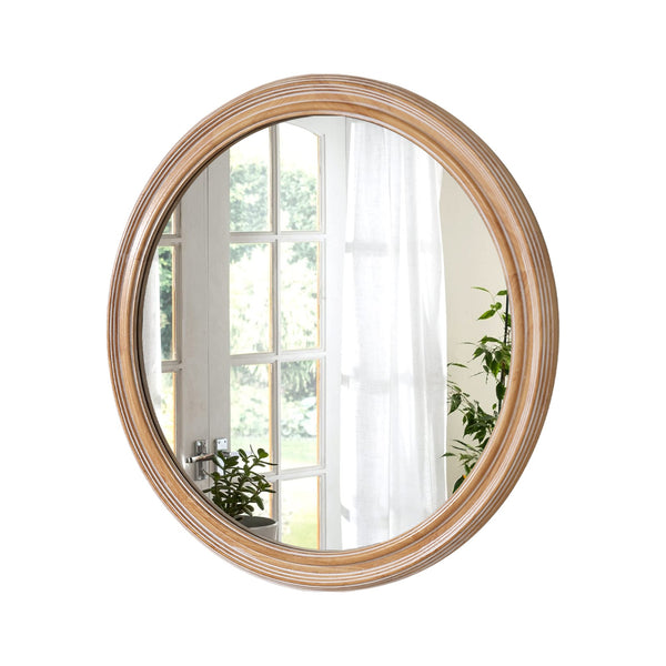 English Elm 27.5-Inch Round Wall Mirror – Rustic Farmhouse Decor With Distressed Whitewash Frame For Any Room W2295P339108