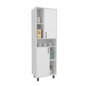 English Elm Kitchen Tall Pantry Cabinet with 2 Doors and 9 Shelves, Engineered Wood, Slim Space-Saving Storage White 43.7 L x 20.47 W x 9.45 H B097P350302