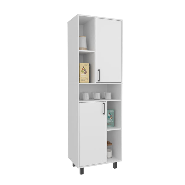 English Elm Kitchen Tall Pantry Cabinet with 2 Doors and 9 Shelves, Engineered Wood, Slim Space-Saving Storage White 43.7 L x 20.47 W x 9.45 H B097P350302