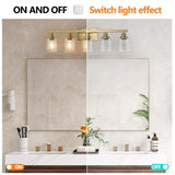 English Elm Golden 5-Light Vanity Light With Clear Glass Shades, Modern Iron Metal Bathroom Wall Fixture For Mirror, Ideal For Bathroom and Dressing Table (No Bulbs)