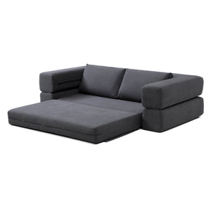 English Elm 81'' Corduroy Floor Sofa Convertible Loveseat Futon Sleeper with Foam Fill and Pillows Gray W1117P459707