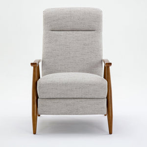 English Elm Tustin Wood Arm Push Back Recliner with Stain-Resistant Performance Fabric and Chestnut Legs, Cozy Comfort Beige B050P281018