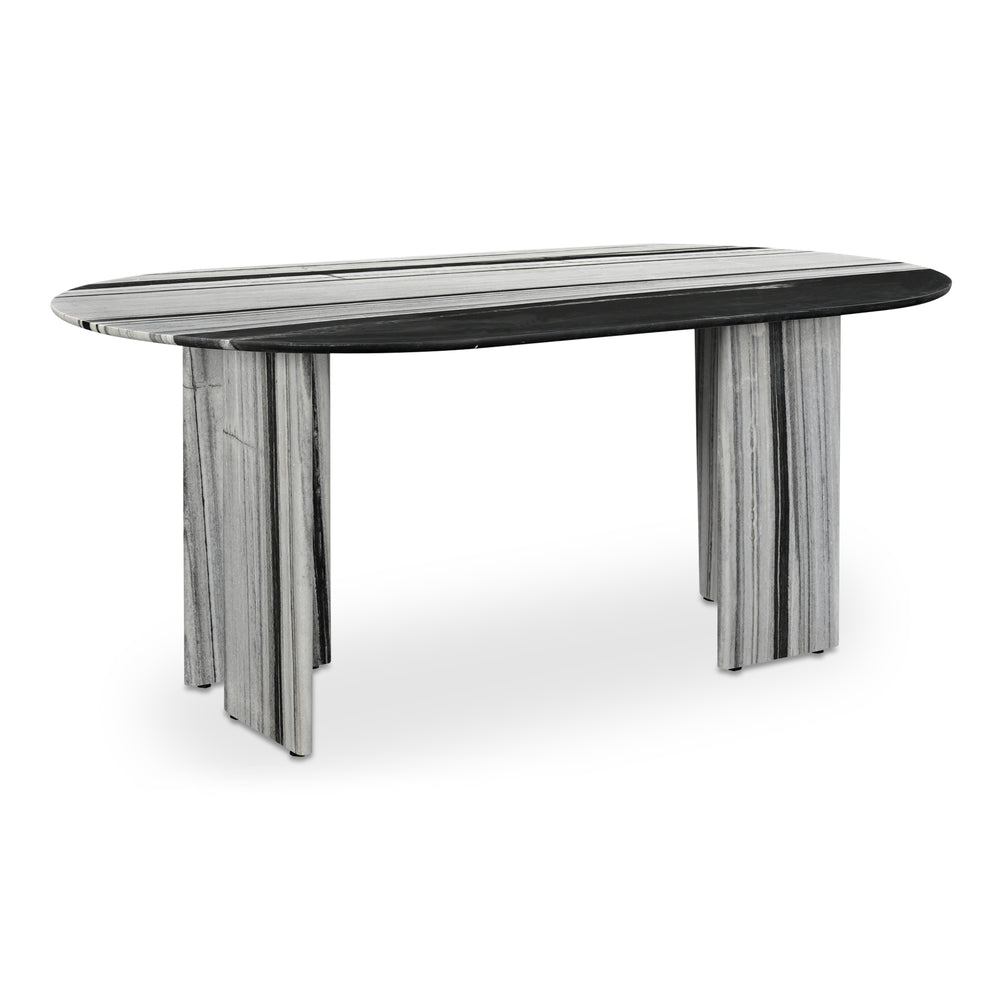 English Elm Celia Oval Panda Marble Dining Table Seats Six with Bold Black and White Veining B2769S00013