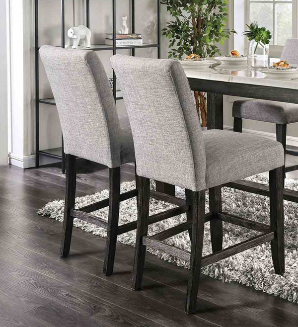 English Elm Rustic 2-Piece Counter Height Chair Set With Padded Fabric Seats, Light Gray Finish For Dining Spaces B2741P409552-GIGA
