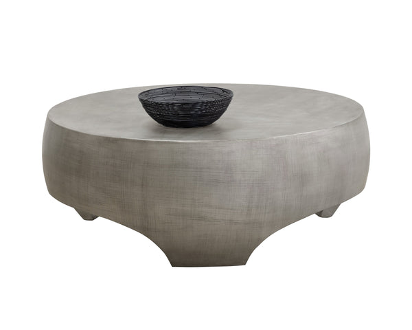 Sunpan Tarsus Coffee Table - Industrial Chic Design with Sculpted Concrete Finish for Indoor and Outdoor Spaces Pewter