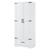 English Elm Tall Bathroom Storage Cabinet, Cabinet With Two Doors and One Drawer, Adjustable Shelf, Mdf Board, White