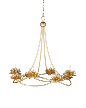Currey & Company Cyrene Gold Chandelier - 32" Dimmable Floral Light Fixture With Adjustable Drop & Elegant Design Gold Wrought Iron 9000-1278-currey-company