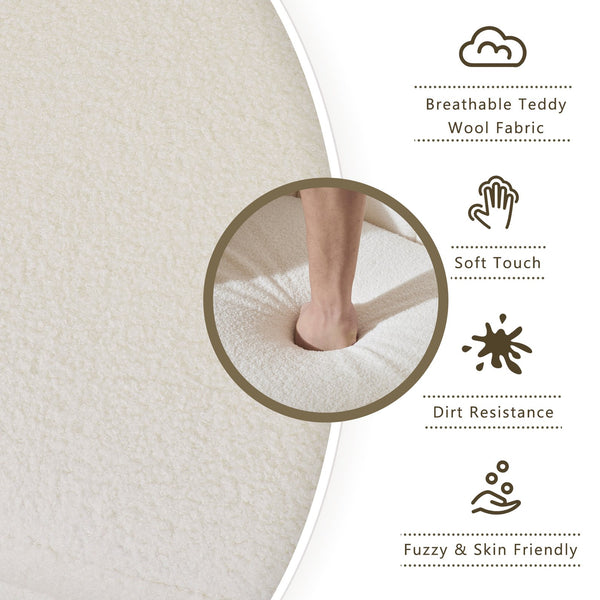 English Elm Christopher Knight Home® - Accent Ivory Teddy Fabric High-Back Armchair with 5.5" Cushion, Curved Arms & Birch Legs, Cozy Support N817P335062W