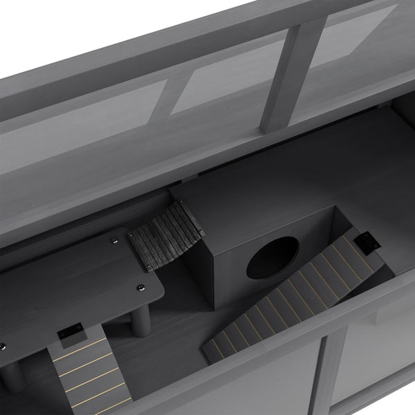 English Elm Pawhut Wooden Hamster Cage With Suspension Bridge & Ladders - Cozy Small Animal Habitat, 33.5" X 18" W2225P200728-GIGA