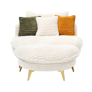 English Elm 65.00 Inch Mid-century Corduroy Loveseat with Gold Tapered Legs for Apartment Living Beige W1658P212594