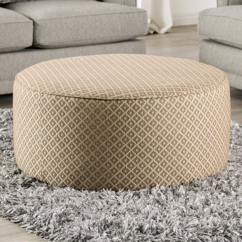English Elm Transitional Upholstery Ottoman With Gold & Gray Finish - Versatile Centerpiece For Any Space B2741P355205-GIGA