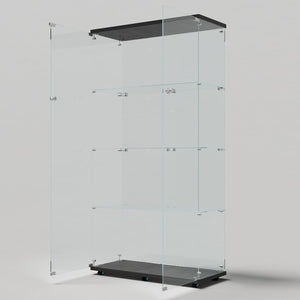 English Elm Tempered Glass Display Cabinet With Bluetooth Led Light Strip, Lockable, Mobile & Stylish For Any Room W3155S00005-GIGA