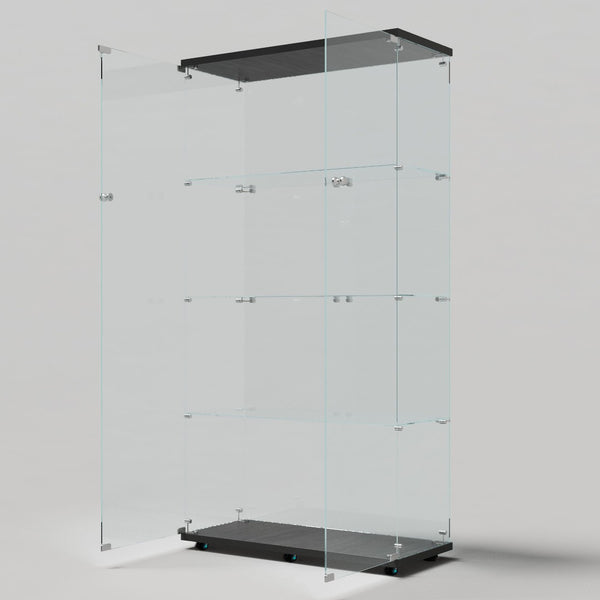 English Elm Tempered Glass Display Cabinet With Bluetooth Led Light Strip, Lockable, Mobile & Stylish For Any Room W3155S00005-GIGA