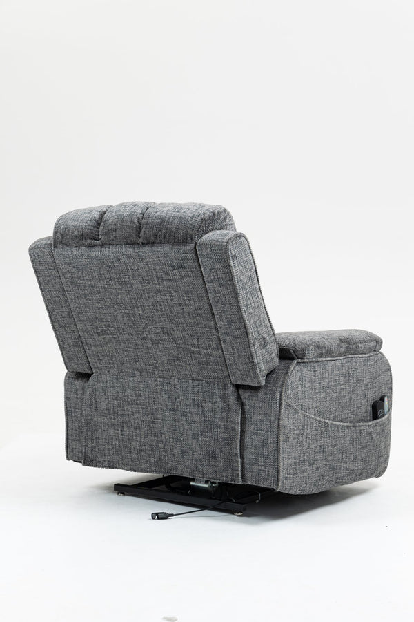 English Elm Oversized Power Lift Recliner Chair with Massage Heating and Usb Charging for Living Room Grey W547S00071