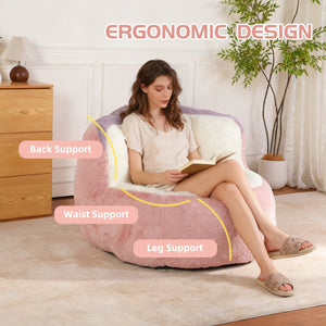 English Elm Oversized Multicolor Faux Fur Bean Bag Chair - Cozy Lounger With Shredded Foam, No Assembly Needed! W3723P375715-GIGA