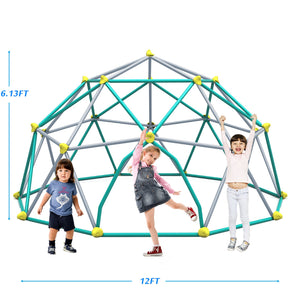 English Elm 12ft Geodesic Steel Climbing Dome Outdoor Play Structure 1000 Lb Capacity Kids Grey N710P261137F