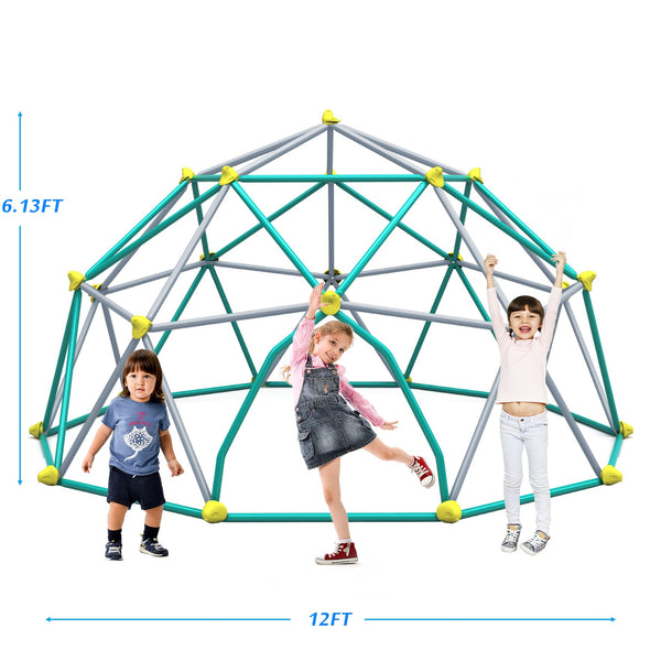 English Elm 12ft Geodesic Steel Climbing Dome Outdoor Play Structure 1000 Lb Capacity Kids Grey N710P261137F